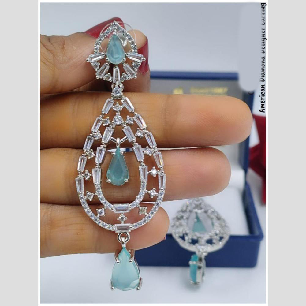 Manisha Jewellery Silver Plated American Diamond Dangler Earrings