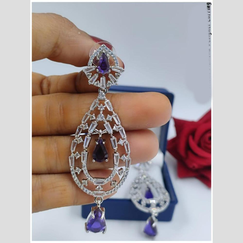 Manisha Jewellery Silver Plated American Diamond Dangler Earrings