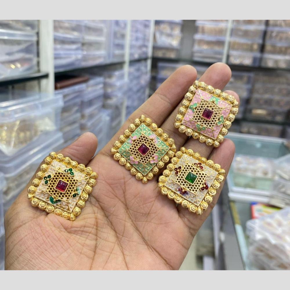Manisha Jewellery Gold Plated Pota Stone Meenakari Ring