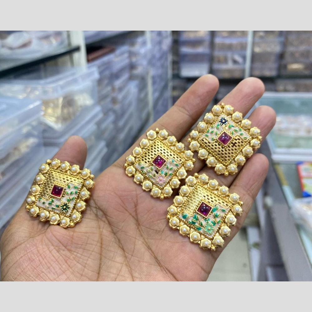 Manisha Jewellery Gold Plated Pota Stone Meenakari Ring