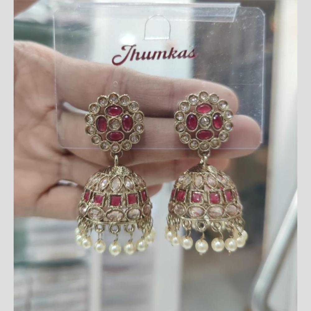 Manisha Jewellery Gold Plated Crytsal Stone And Pearls Jhumki Earrings