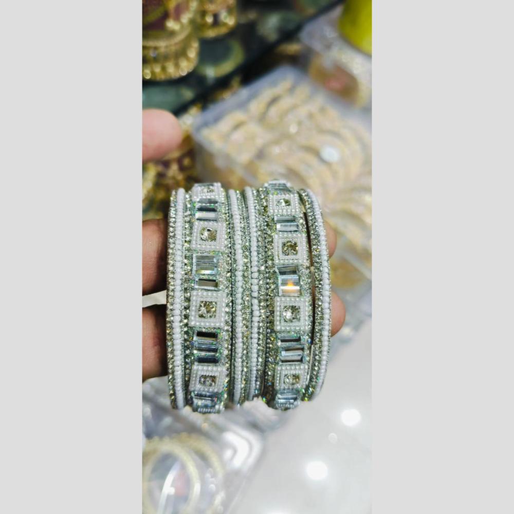 Manisha Jewellery Crystal Stone And Pearls Bangles Set