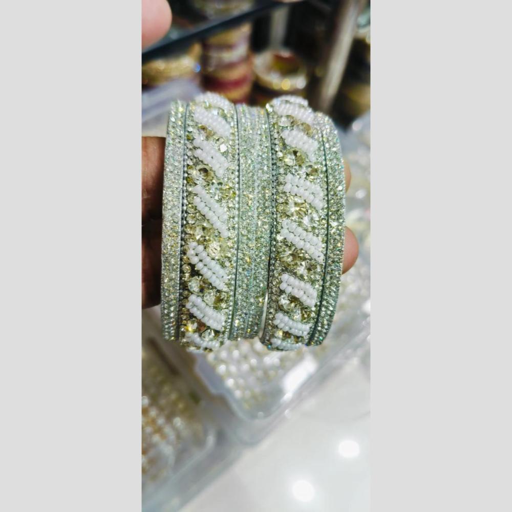 Manisha Jewellery Austrain Stone And Pearls Bangles Set