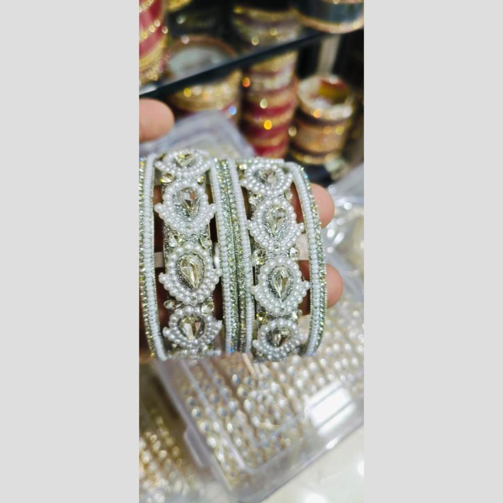 Manisha Jewellery Crystal Stone And Pearls Bangles Set