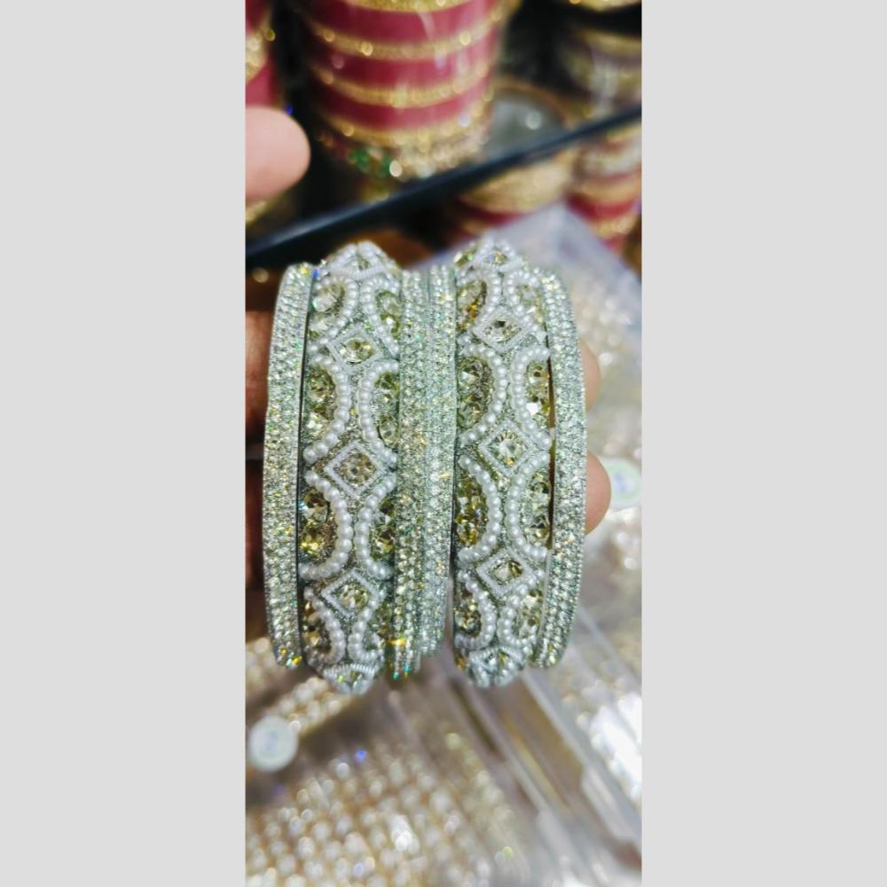 Manisha Jewellery Austrain Stone And Pearls Bangles Set