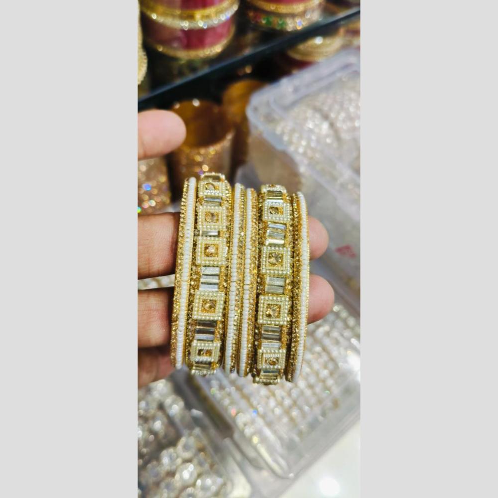 Manisha Jewellery Gold Plated Crystal Stone And Pearls Bangles Set