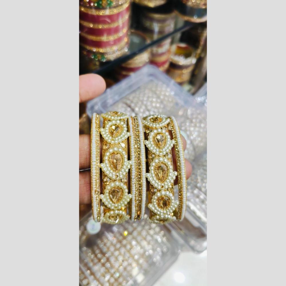 Manisha Jewellery Gold Plated Crystal Stone And Pearls Bangles Set