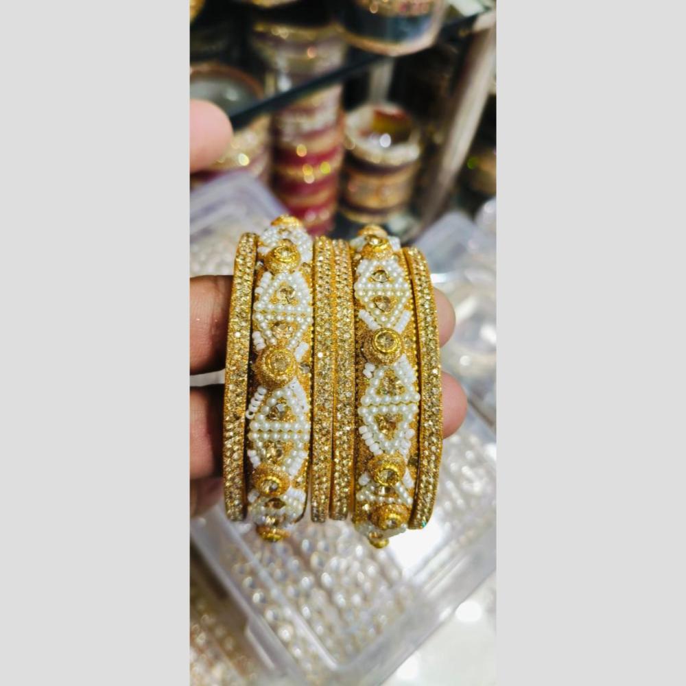 Manisha Jewellery Gold Plated Austrain Stone And Pearls Bangles Set