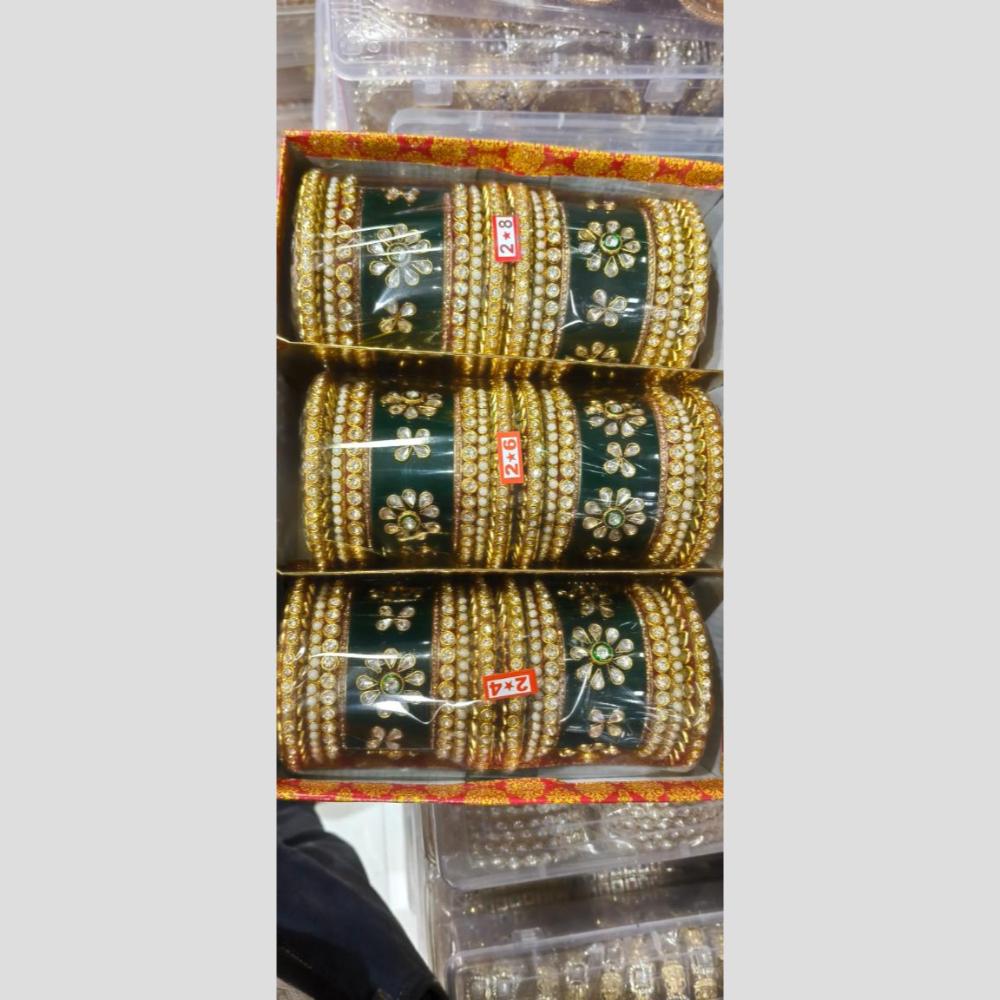 Manisha Jewellery Gold Plated Kundan Stone Acrylic Bangles Set