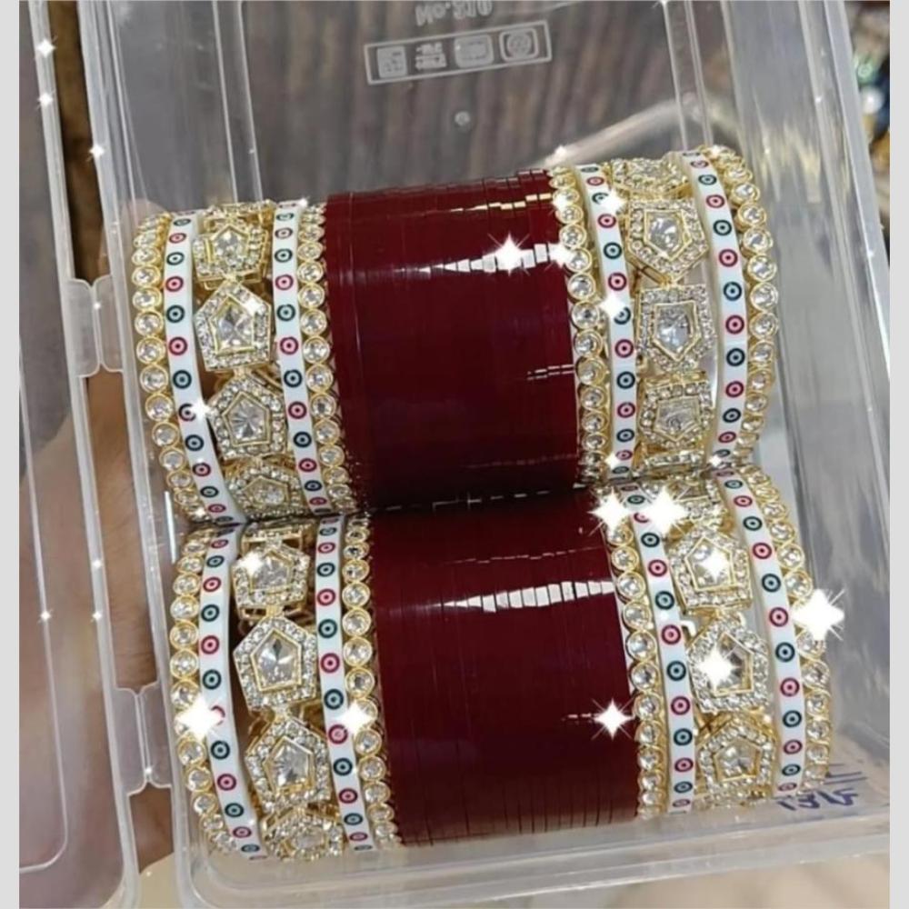 Manisha Jewellery Gold Plated Kundan Stone Acrylic Bangles Set