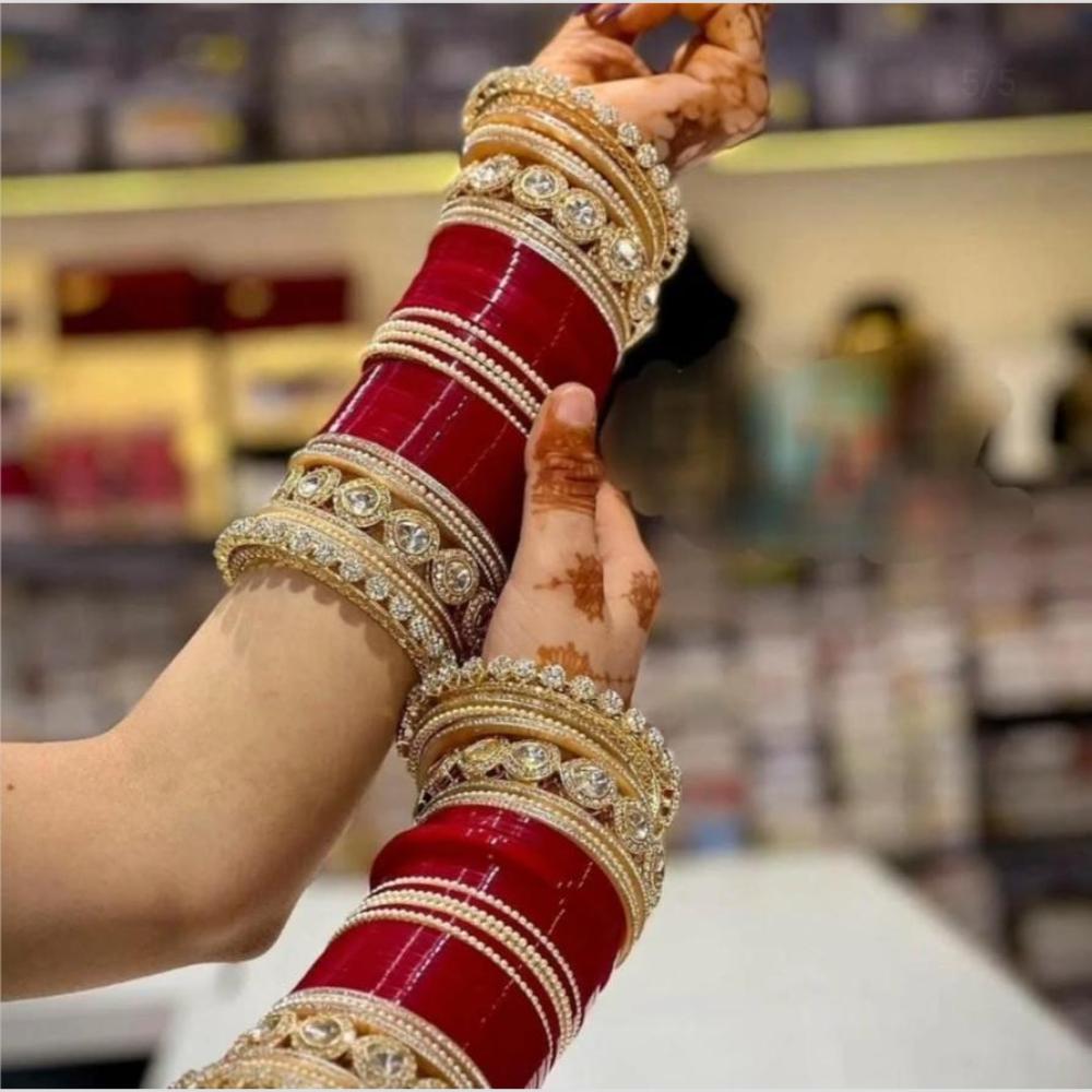 Manisha Jewellery Gold Plated Kundan Stone Acrylic Bangles Set