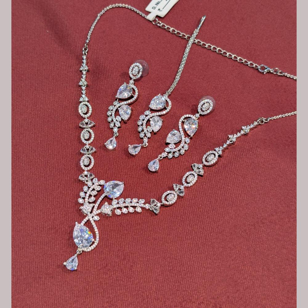 Manisha Jewellery Silver Plated American Diamond Necklace Set