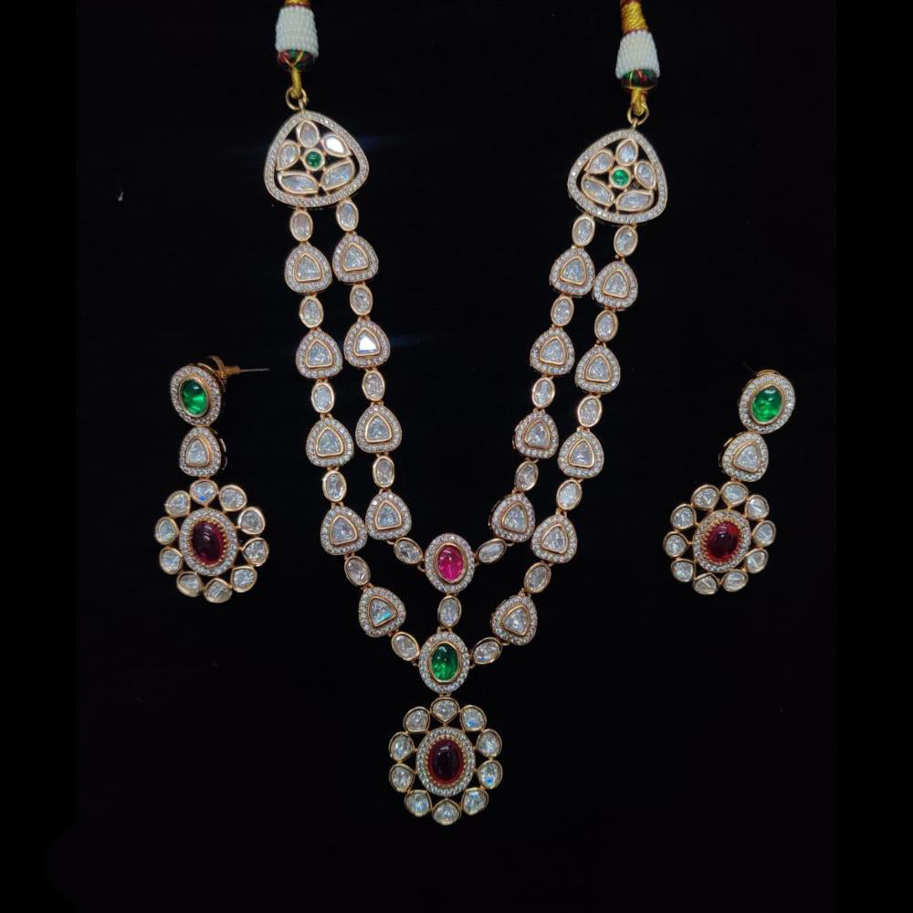 Manisha Jewellery Gold Plated Polki Kundan Long Necklace Set