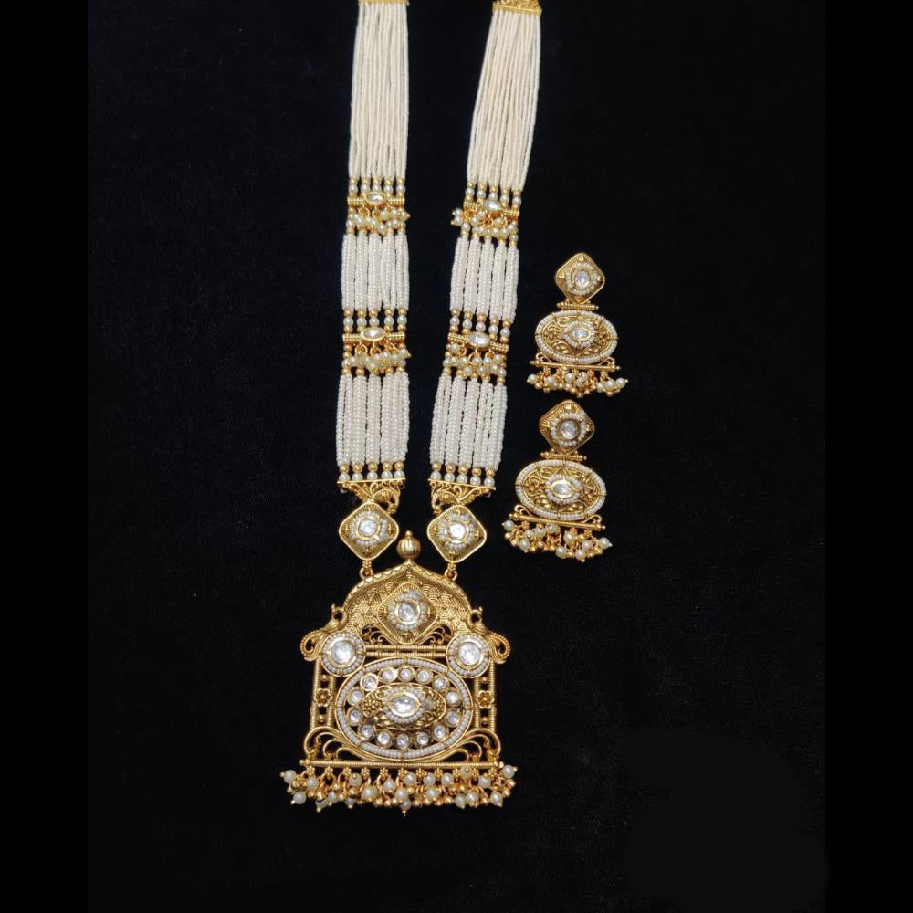 Manisha Jewellery Gold Plated Pota Stone And Pearl Long Necklace Set (Copy)