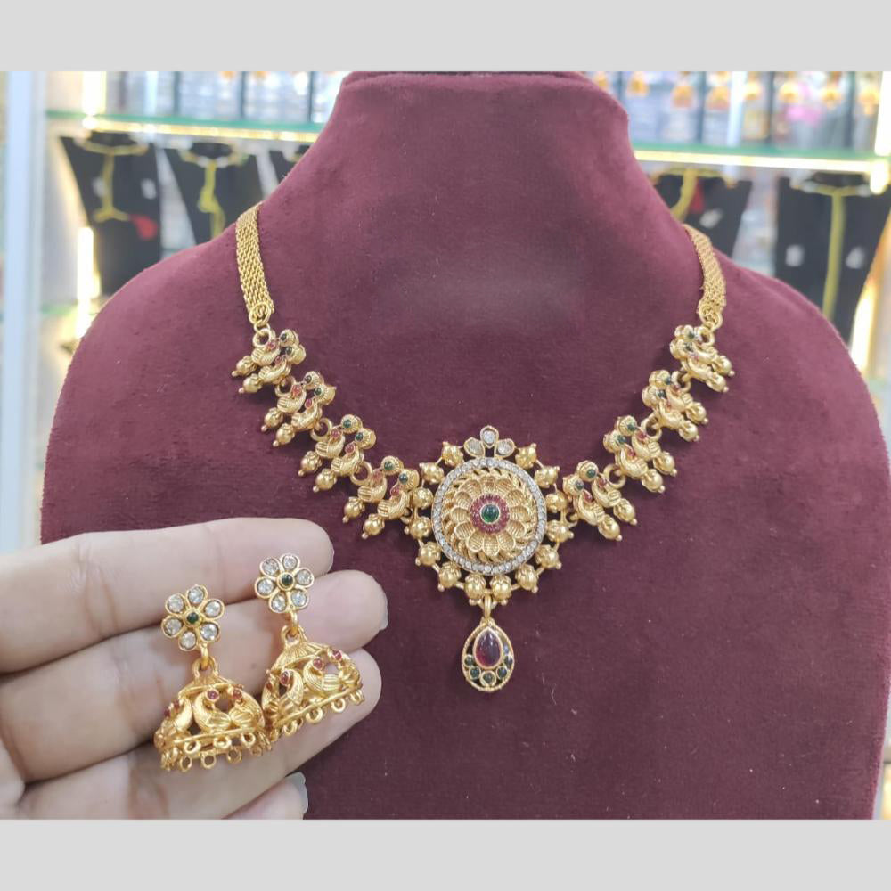 Manisha Jewellery Gold Plated Pota Stone Necklace Set