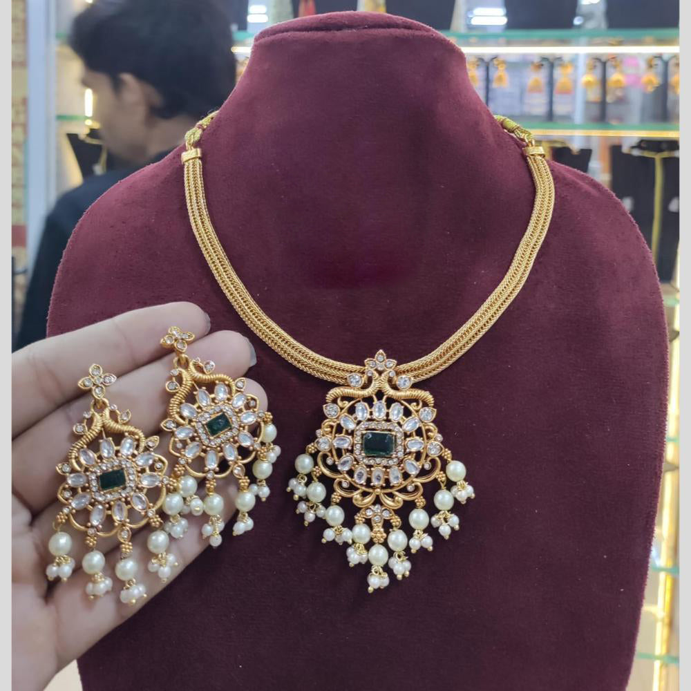 Manisha Jewellery Gold Plated Austrain Stone And Pearls Necklace Set