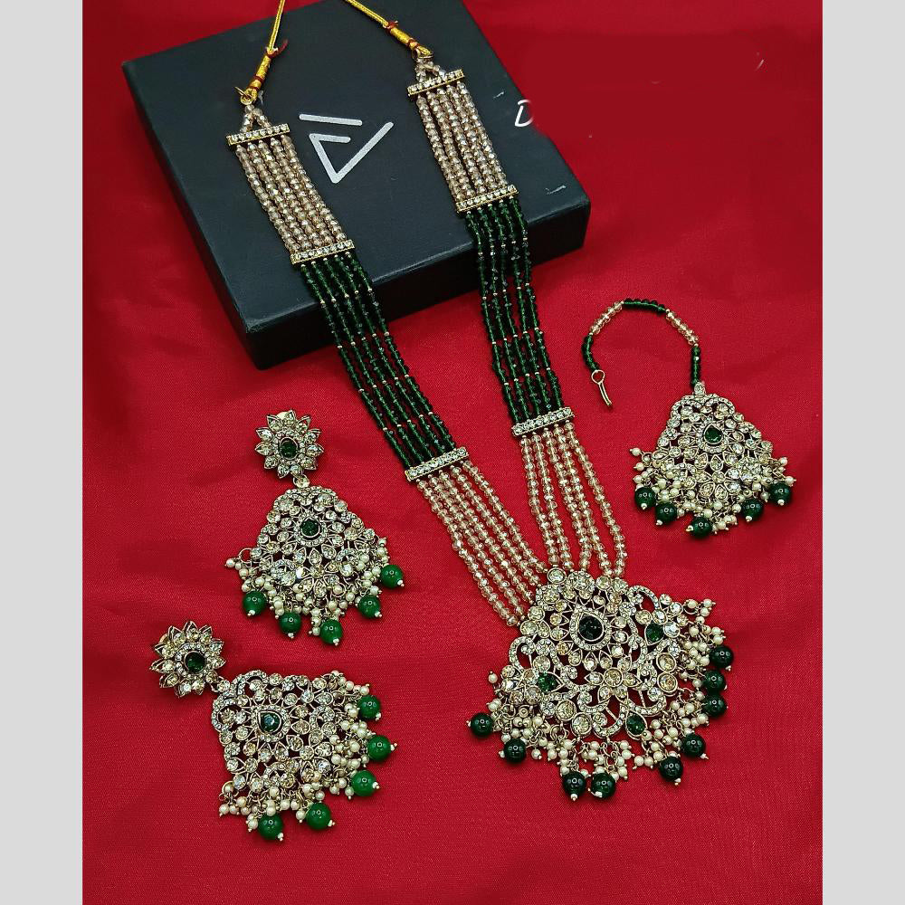 Manisha Jewellery Gold Plated Crystal Stone And Beads Necklace Set