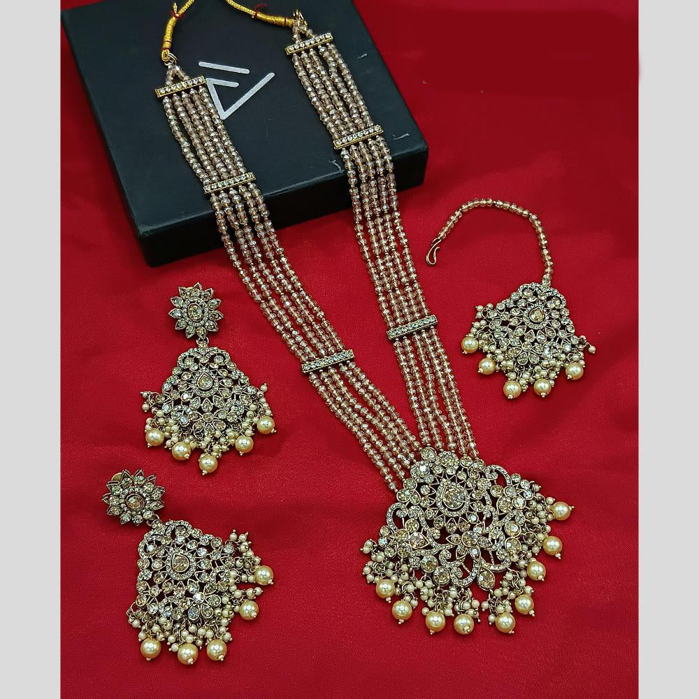 Manisha Jewellery Gold Plated Crystal Stone And Beads Necklace Set