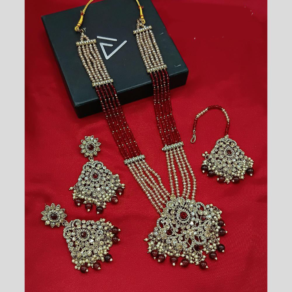 Manisha Jewellery Gold Plated Crystal Stone And Beads Necklace Set