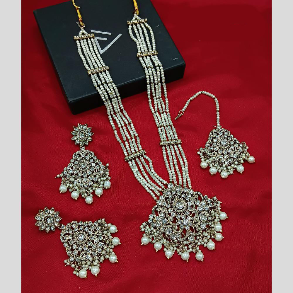 Manisha Jewellery Gold Plated Crystal Stone And Beads Necklace Set