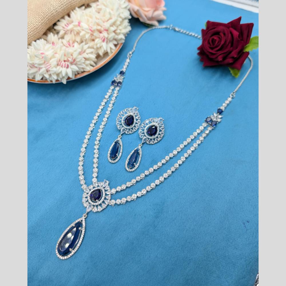 Manisha Jewellery Silver Plated American Daimonds Necklace Set