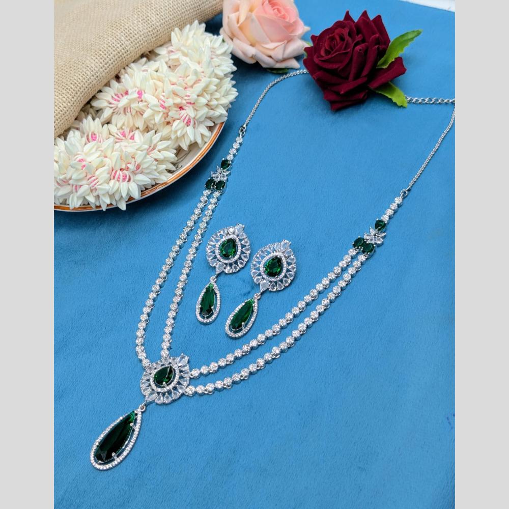 Manisha Jewellery Silver Plated American Daimonds Necklace Set