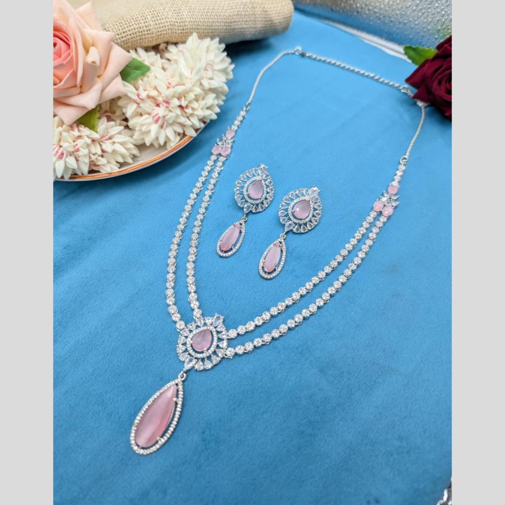 Manisha Jewellery Silver Plated American Daimonds Necklace Set