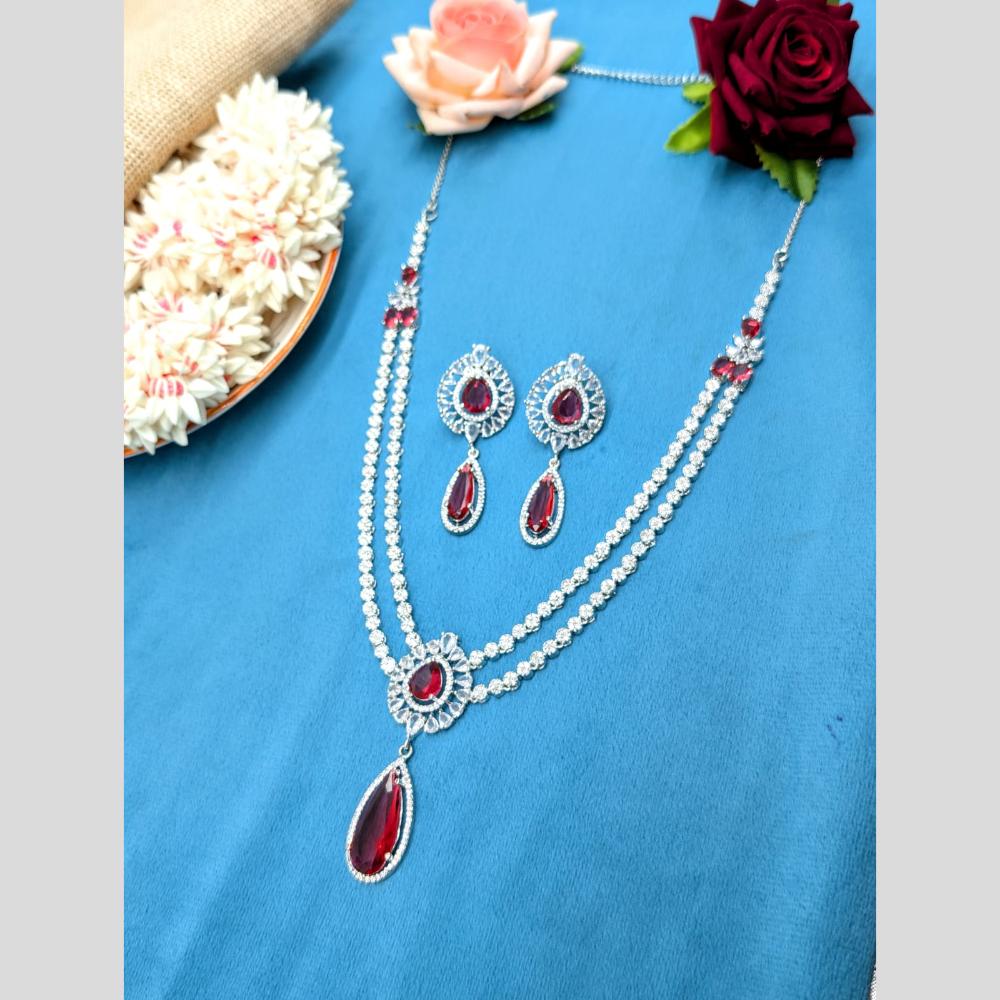 Manisha Jewellery Silver Plated American Daimonds Necklace Set