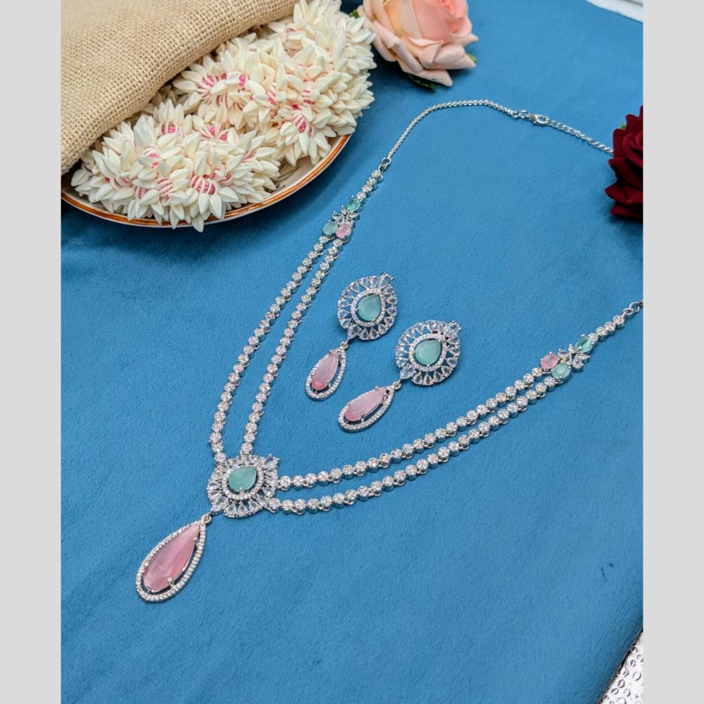 Manisha Jewellery Silver Plated American Daimonds Necklace Set