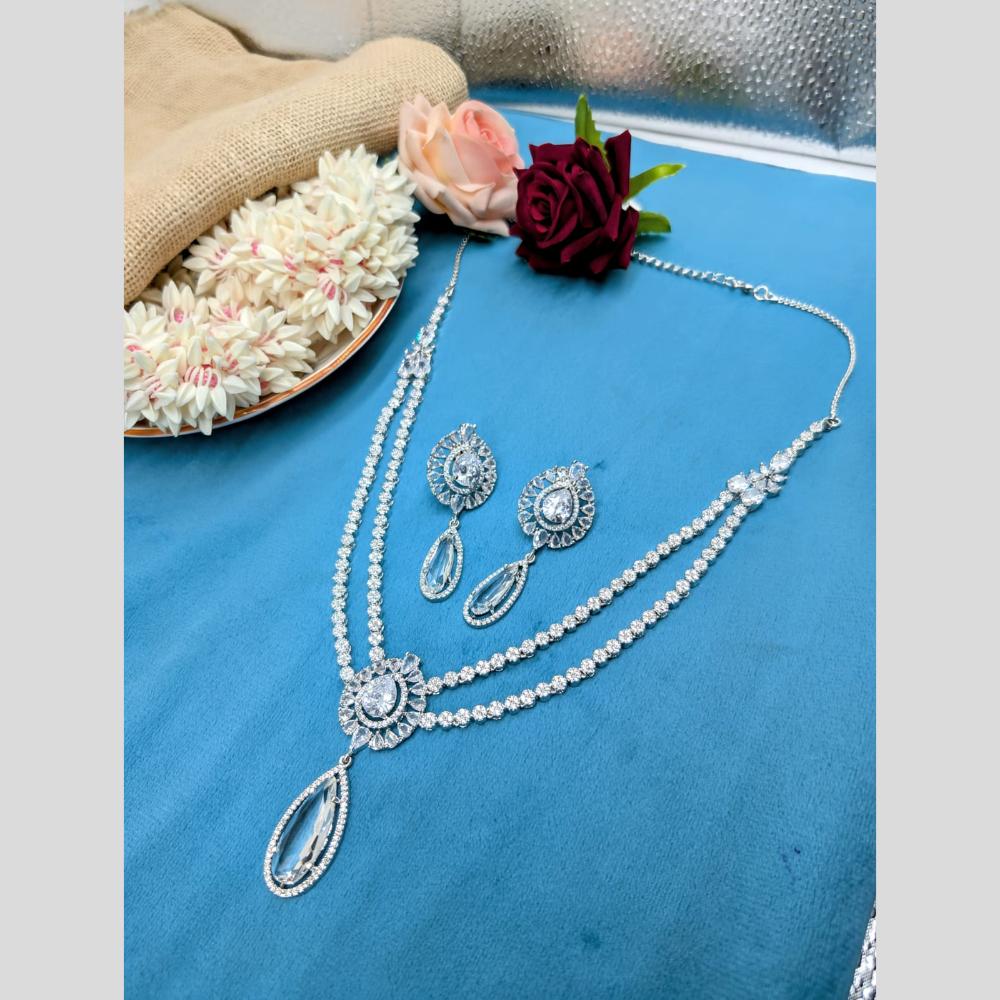 Manisha Jewellery Silver Plated American Daimonds Necklace Set