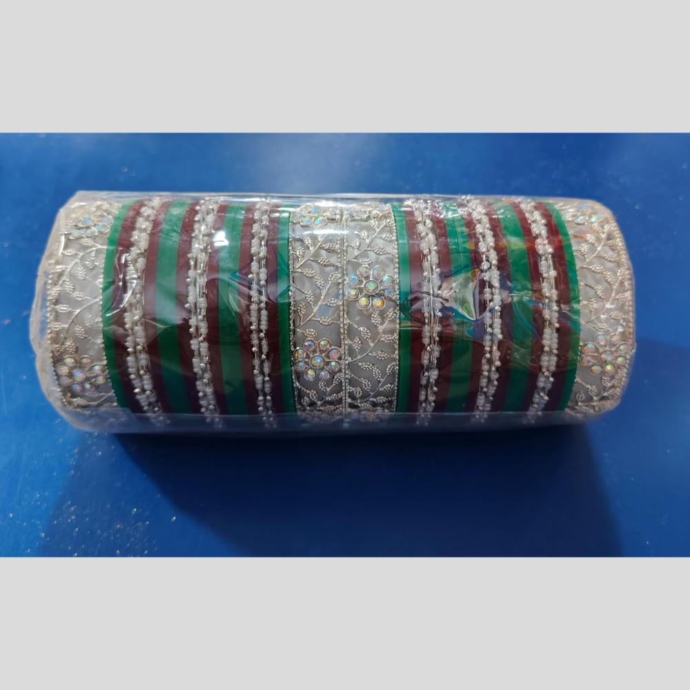 Manisha Jewellery Silver Plated Crystal Stone And Pearls Acrylic Bangle Set