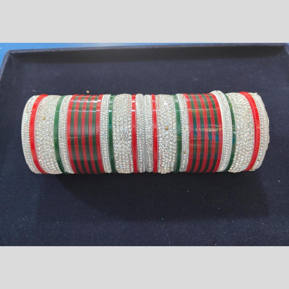 Manisha Jewellery Silver Plated Austrain Stone Acrylic Bangle Set