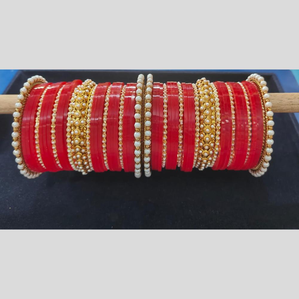 Manisha Jewellery Gold Plated Pearls Acrylic Bangle Set