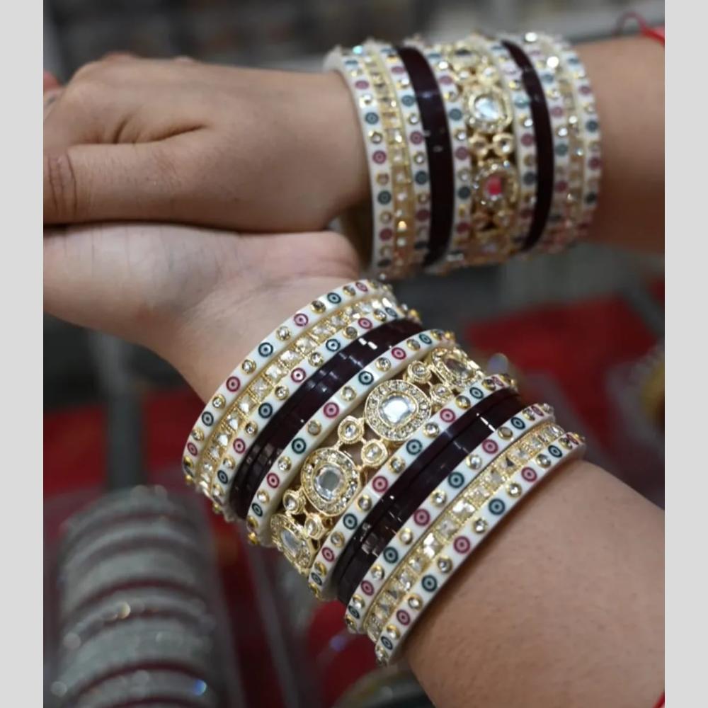 Manisha Jewellery Gold Plated Kundan Stone Acrylic Bangle Set