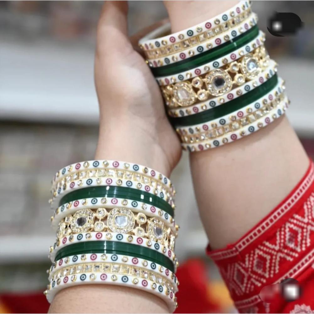 Manisha Jewellery Gold Plated Kundan Stone Acrylic Bangle Set