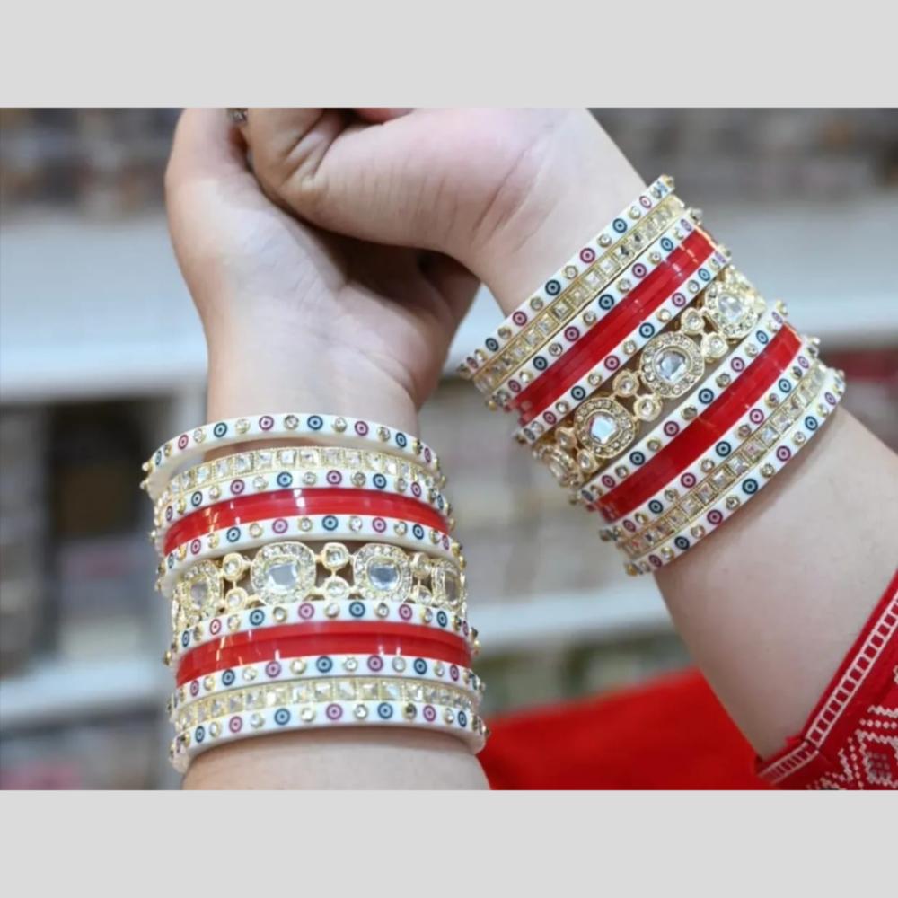 Manisha Jewellery Gold Plated Kundan Stone Acrylic Bangle Set