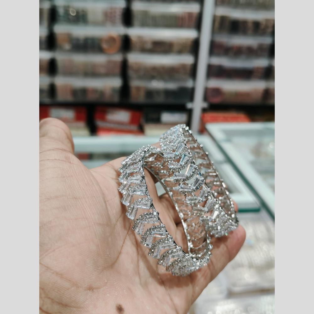 Manisha Jewellery Silver Plated American Daimonds Bangle Set