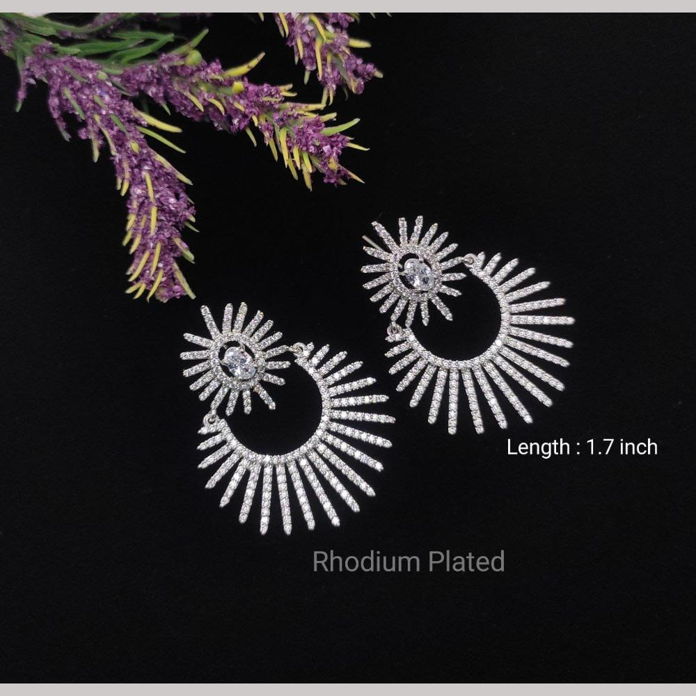 Manisha Jewellery Silver Plated American Diamond Dangler Earrings