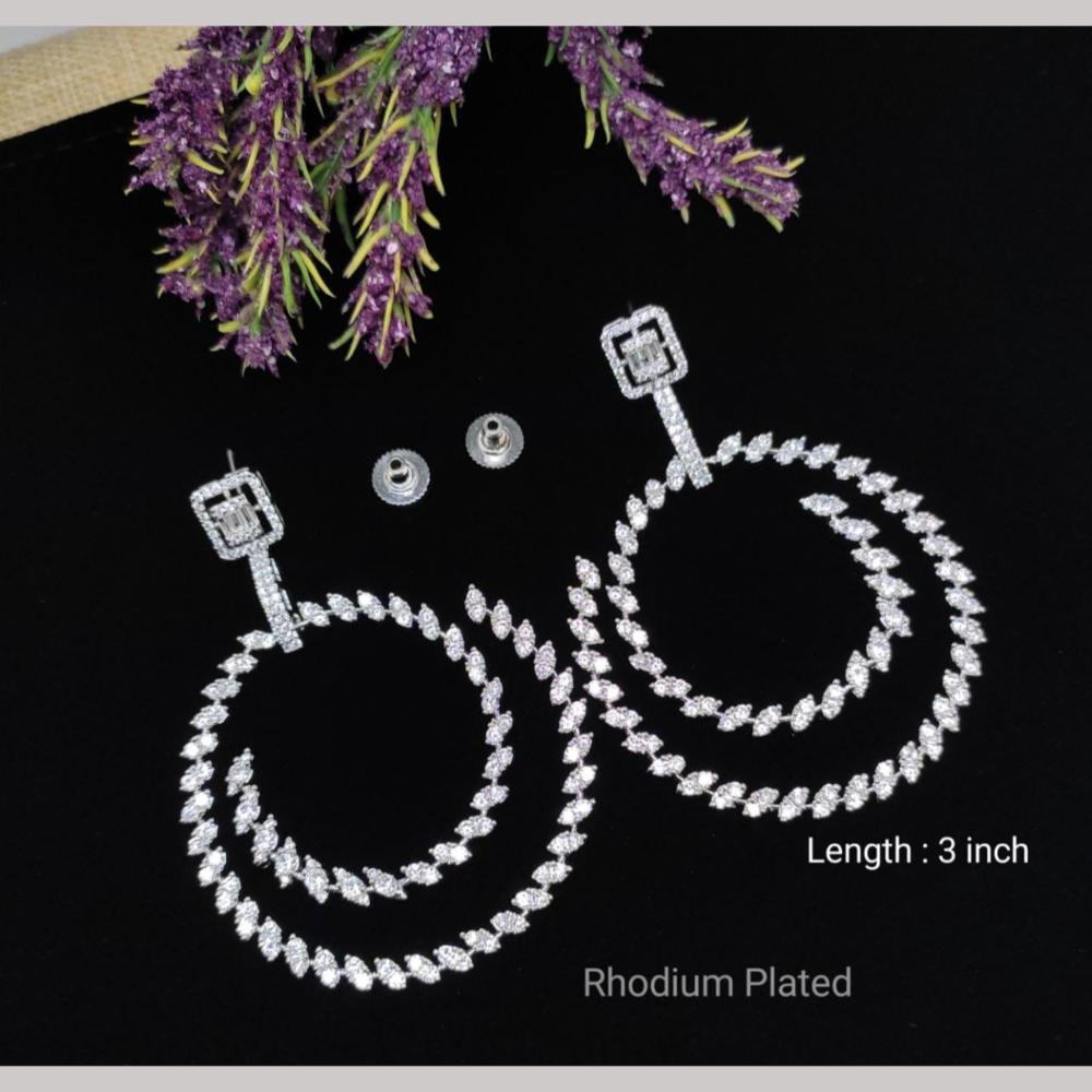 Manisha Jewellery Silver Plated American Diamond Dangler Earrings