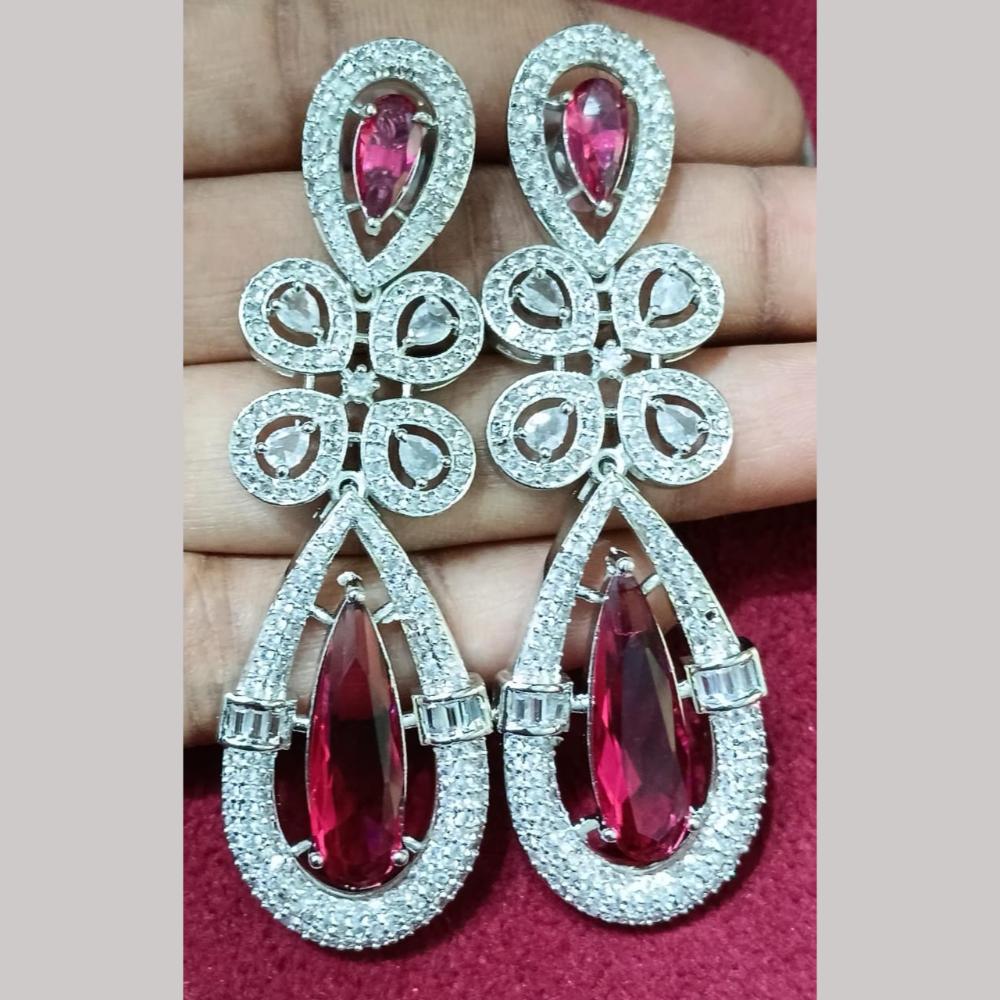 Manisha Jewellery Silver Plated American Diamond Dangler Earrings
