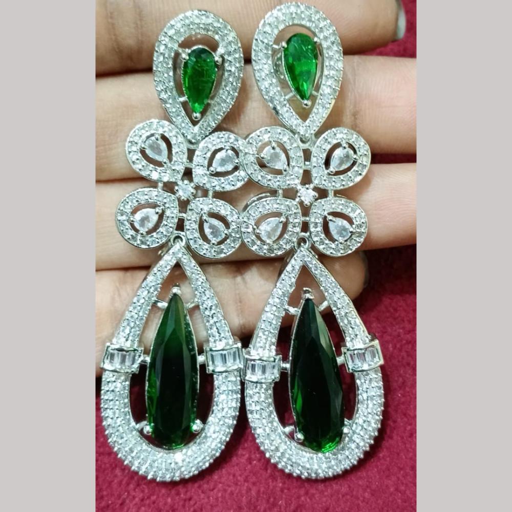 Manisha Jewellery Silver Plated American Diamond Dangler Earrings