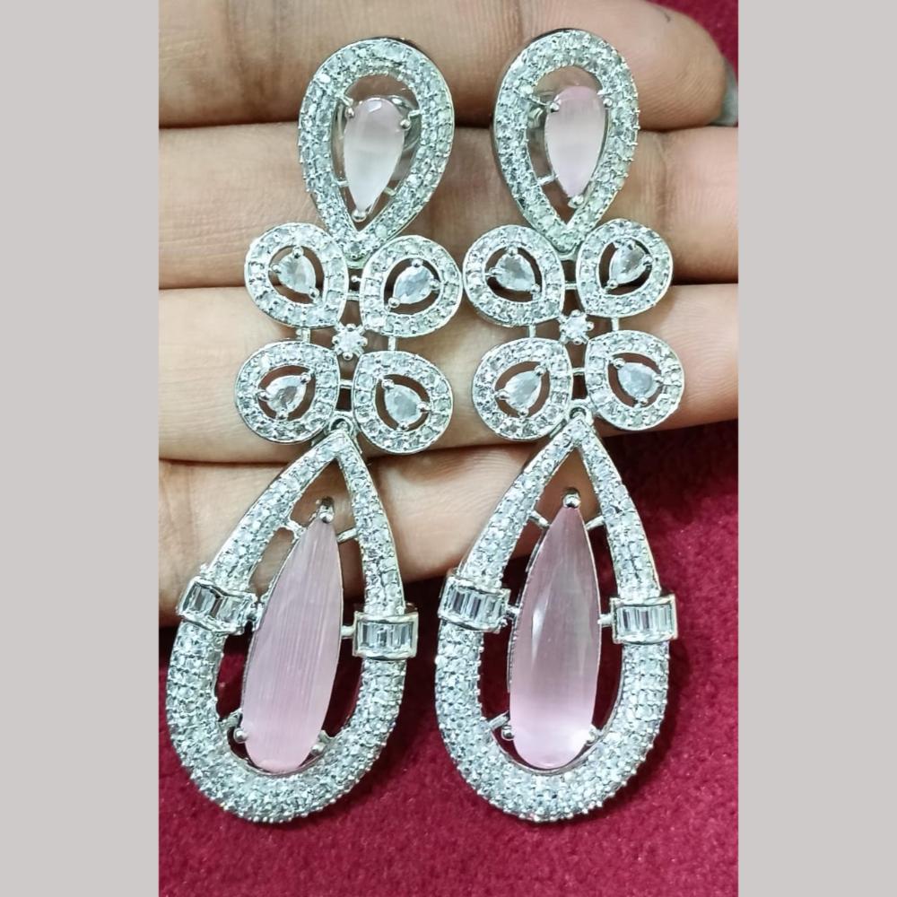 Manisha Jewellery Silver Plated American Diamond Dangler Earrings