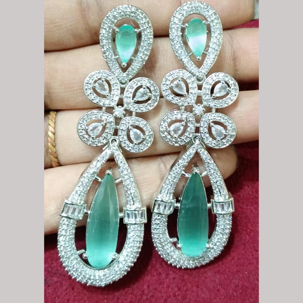 Manisha Jewellery Silver Plated American Diamond Dangler Earrings