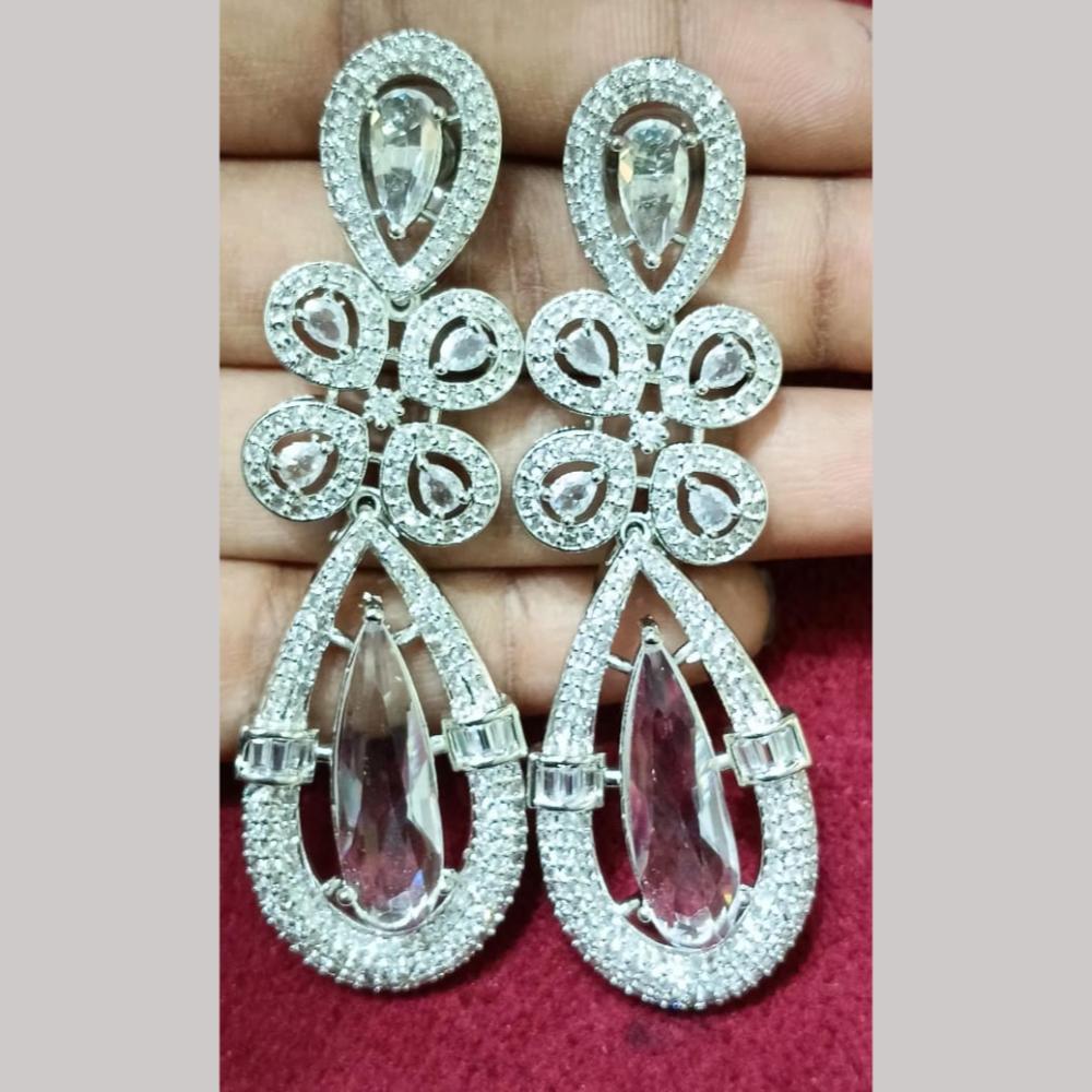 Manisha Jewellery Silver Plated American Diamond Dangler Earrings