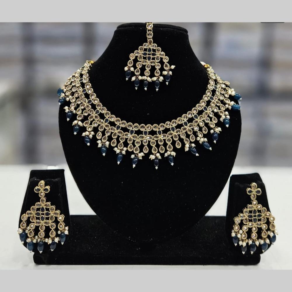 Manisha Jewellery Gold Plated Crystal Stone And Beads Necklace Set