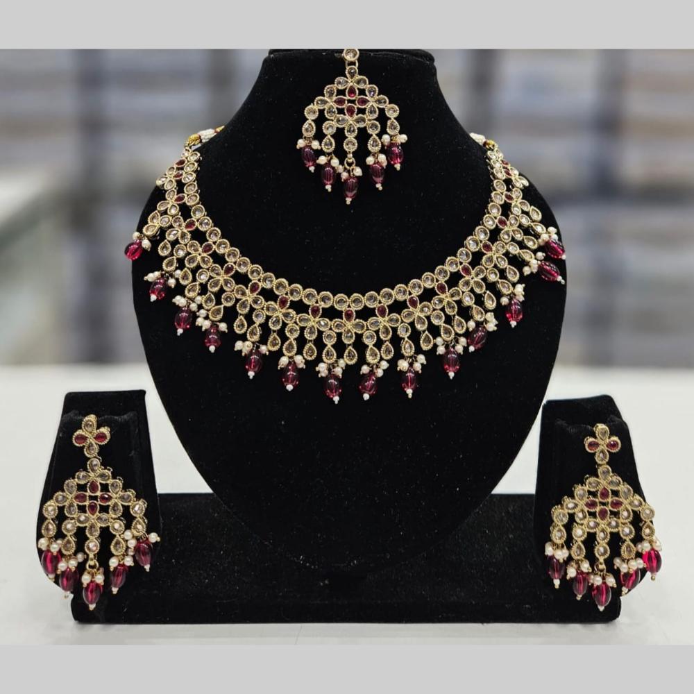 Manisha Jewellery Gold Plated Crystal Stone And Beads Necklace Set