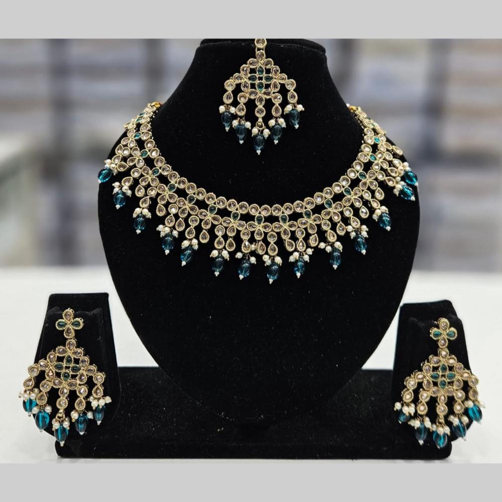 Manisha Jewellery Gold Plated Crystal Stone And Beads Necklace Set