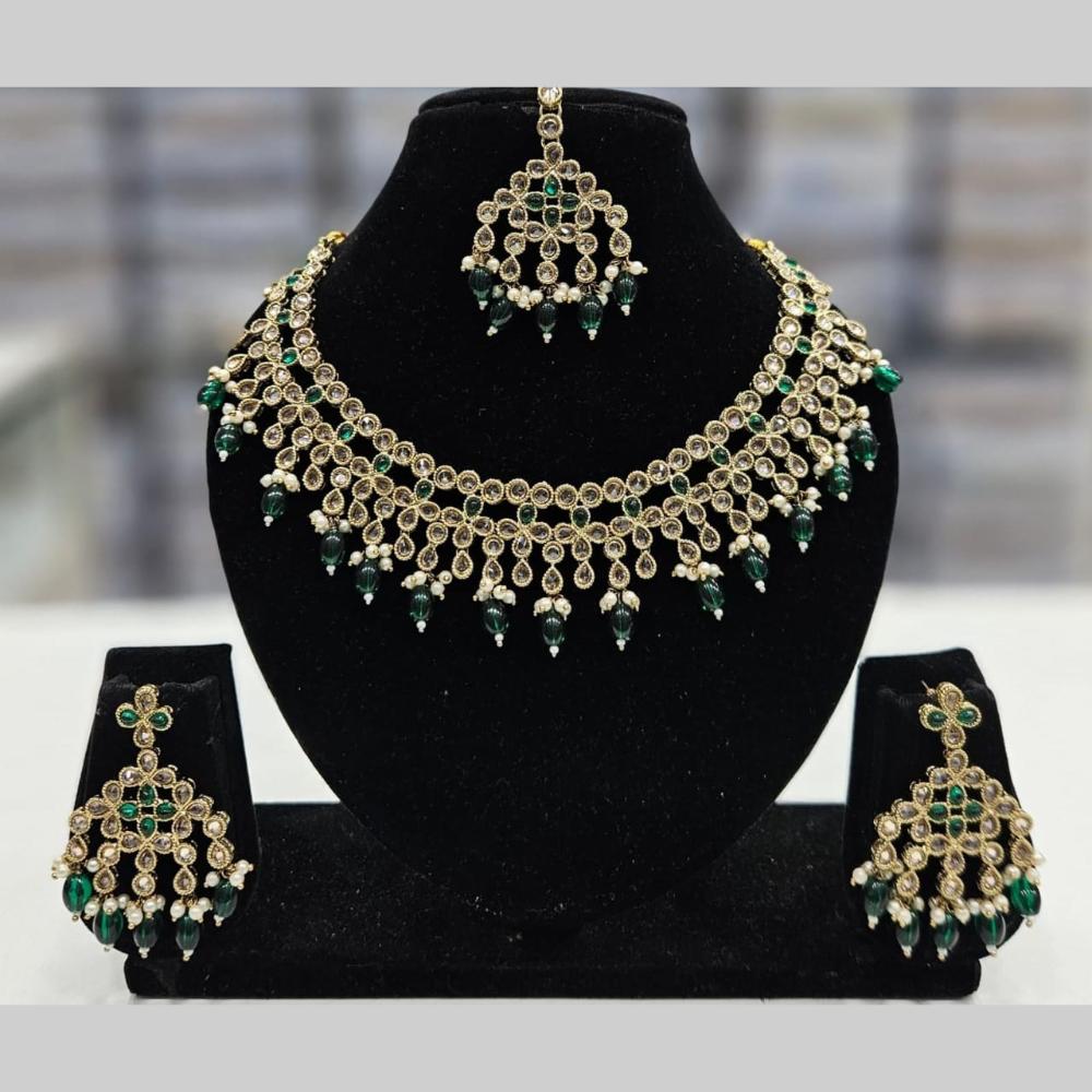 Manisha Jewellery Gold Plated Crystal Stone And Beads Necklace Set