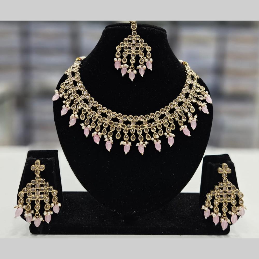 Manisha Jewellery Gold Plated Crystal Stone And Beads Necklace Set