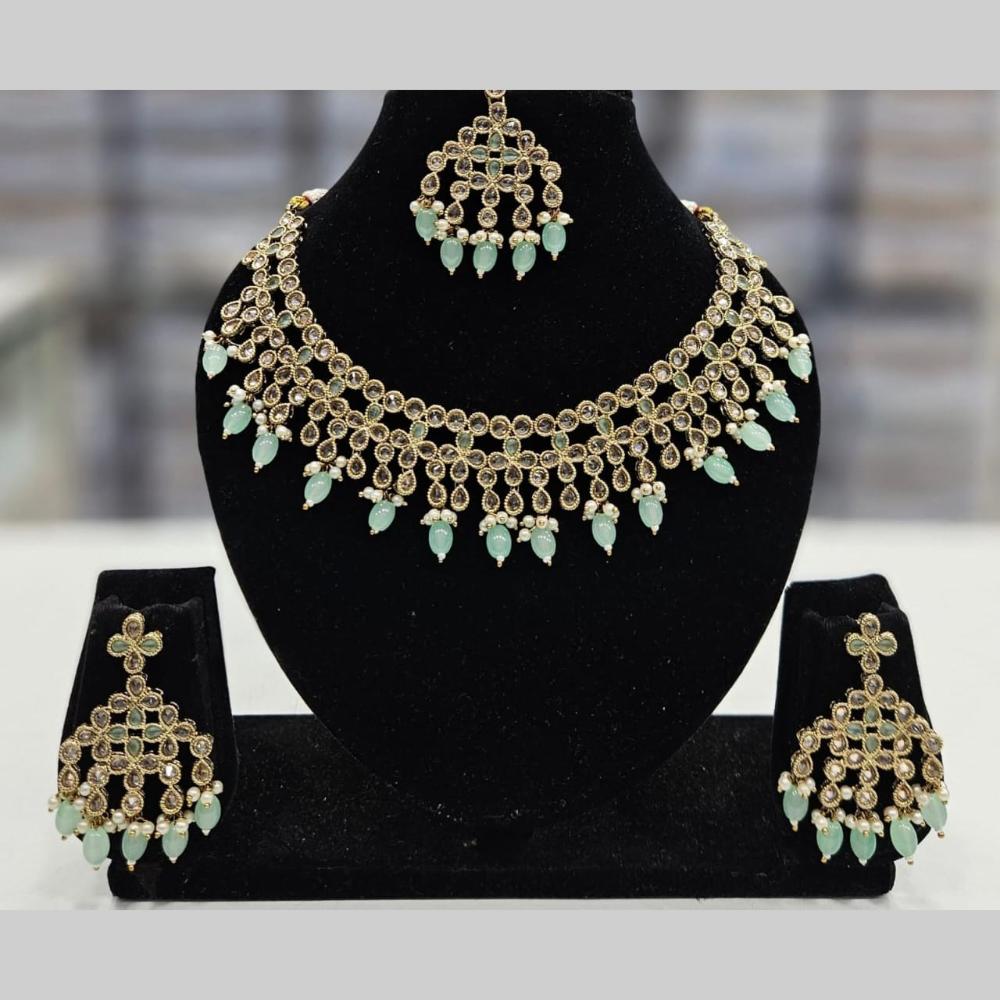 Manisha Jewellery Gold Plated Crystal Stone And Beads Necklace Set